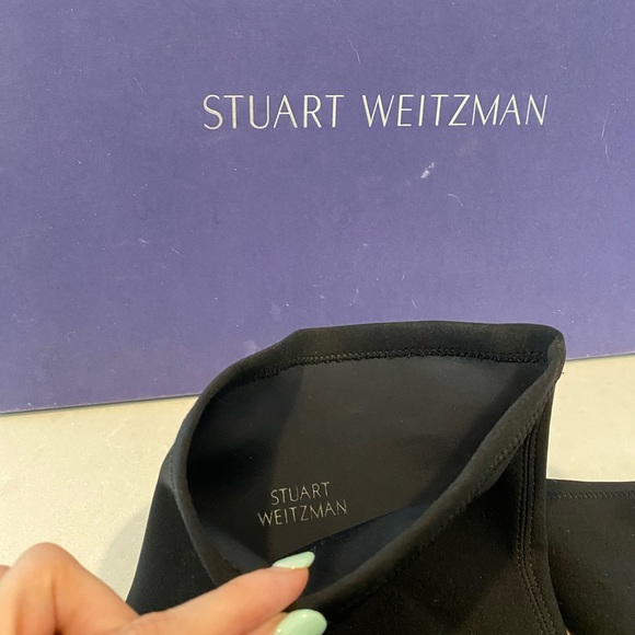 LIKE NEW Stuart Weitzman over the knee thigh high black boot. Scuba material - Picture 3 of 13